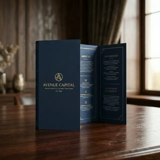 Folleto tríptico premium para negociación