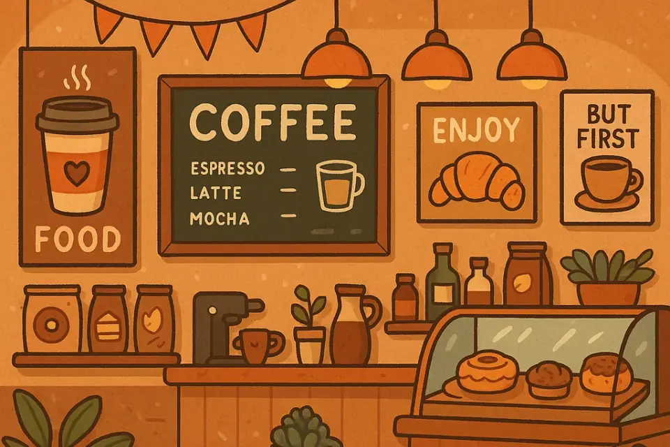 Carta de cafetería diseñada para destacar promociones y up selling