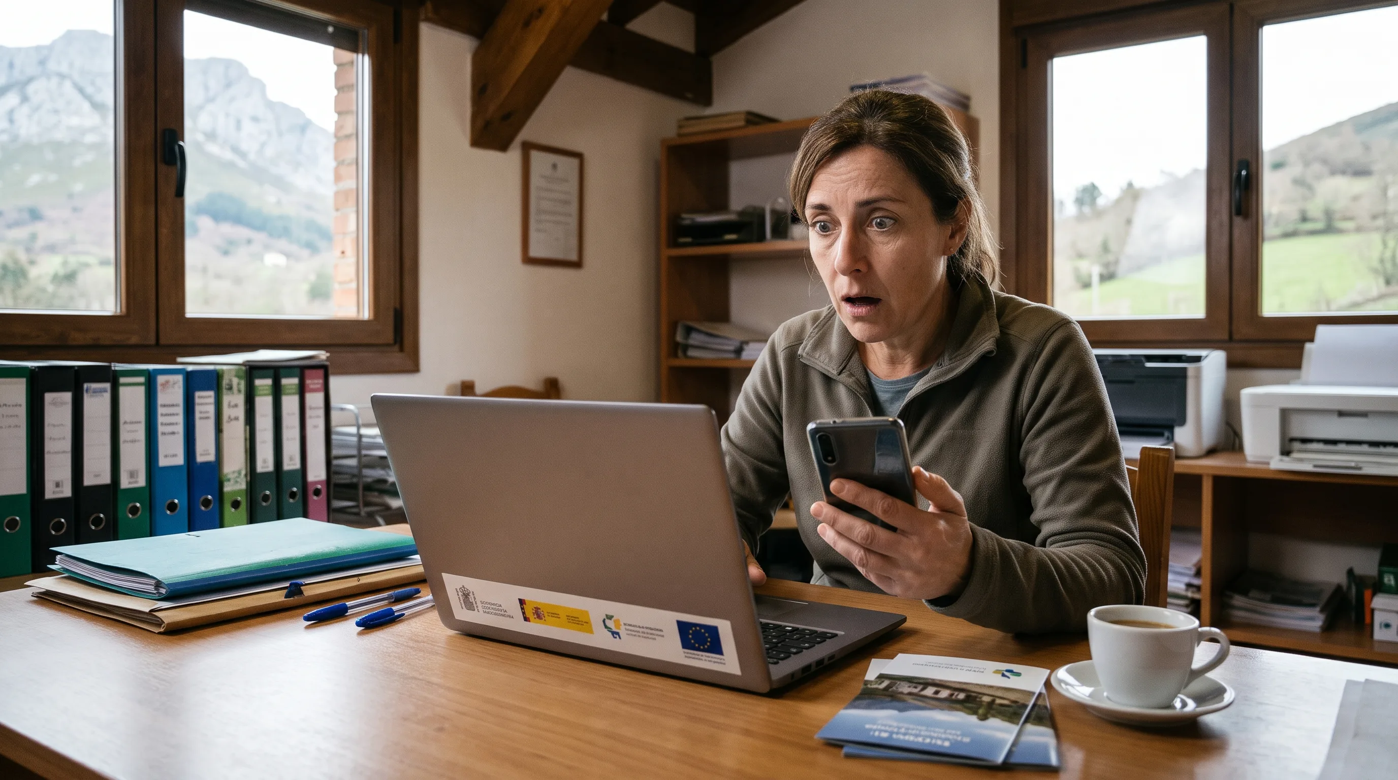 Autónomo y empresario analizando los problemas técnicos de una página web creada mediante subvención digital
