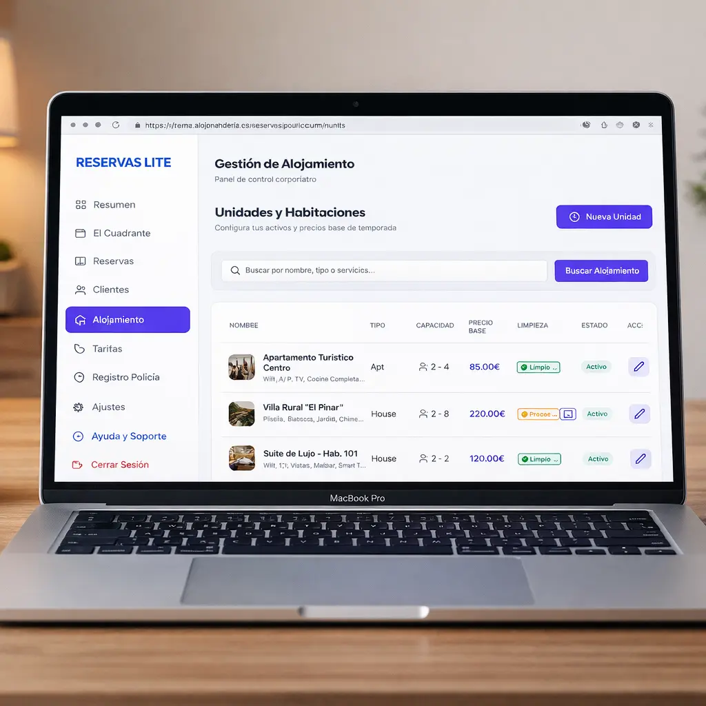 Mockup Gestión de Alojamientos
